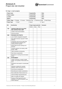 Annexure A: Project site vist checklist