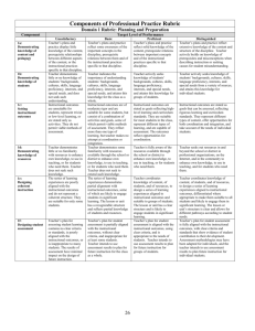 Components of Professional Practice Rubric