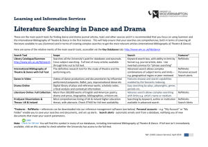 These are the main search tools for finding dance and drama journal