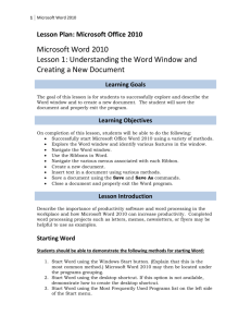 Lesson 1: Understanding the Word Window and Creating a New