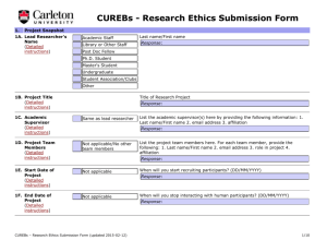 CUREBs - Research Ethics Submission Form