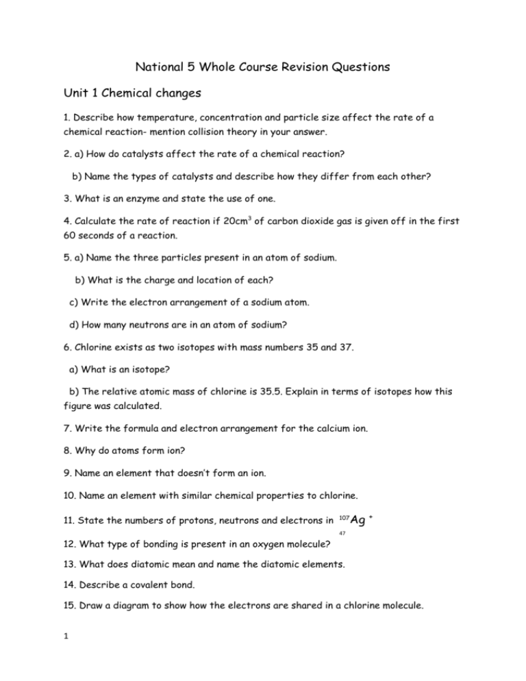 National 5 Whole Course Revision Questions