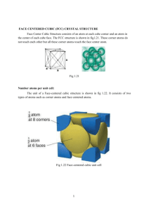 FACE CENTERED CUBIC (FCC) CRYSTAL STRUCTURE Face