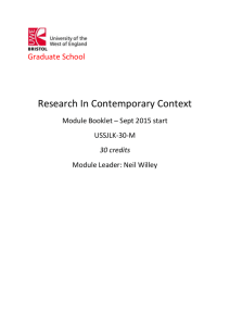 `Research In Contemporary Context` module (30 M credits)