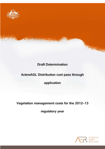 AER Draft Determination on ActewAGL`s vegetation clearance cost
