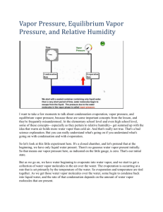 Vapor Pressure, Equilibrium Vapor Pressure, and Relative Humidity