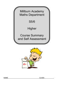 Higher Course Summary & Self Assessment