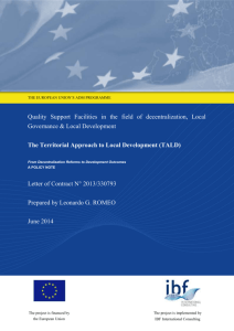 The Territorial Approach to Local Development (TALD)