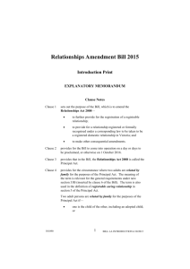 Relationships Amendment Bill 2015