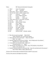 Peters GRC Root word and sentence study guide. Chron (time
