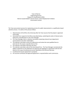 Town of Warren Engineering Services Request for Qualifications