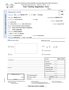 Foal / Yearling Registration Form - The Oldenburg Horse Breeders