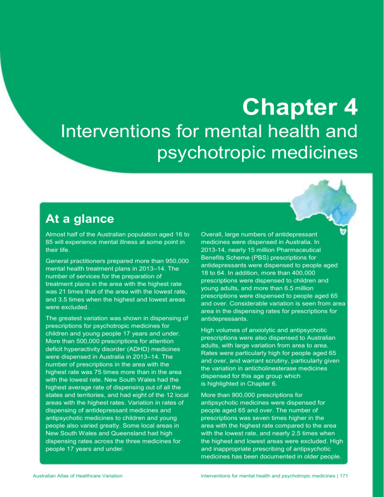 Chapter 4 Interventions for mental health & psychotropic medicines