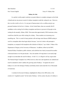 New Visions English Essay #3- Kidney Sale
