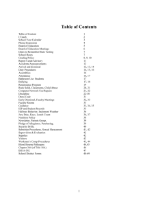 Table of Contents - Jordan Road School