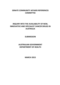 Dept of Health submission - Senate Inquiry into cancer medicines for