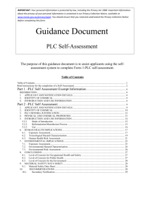 PLC Self Assessment Guidance