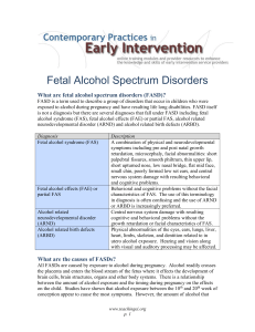 Fetal Alcohol Spectrum Disorder - Contemporary Practices in Early
