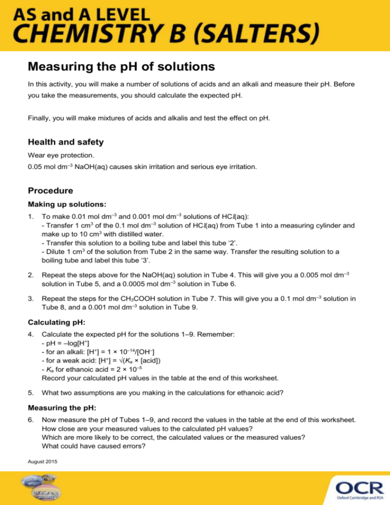 measuring ph assignment reflect on the lab