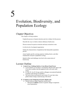 Chapter 05 - Evolution, Biodiversity, and Population Ecology Outline