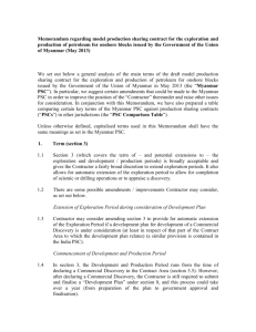 Memorandum regarding model production sharing contract for the