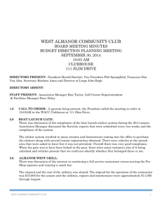 WEST ALMANOR COMMUNITY CLUB BOARD MEETING MINUTES