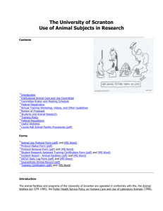 The University of Scranton Use of Animal Subjects in Research