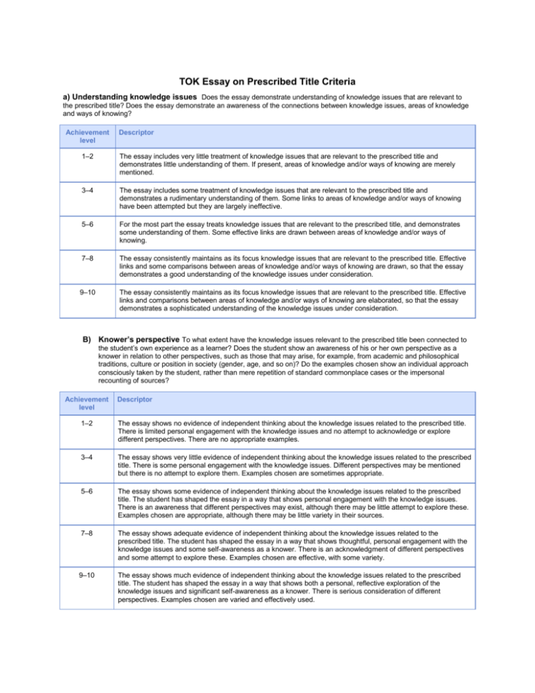 Essay Criteria