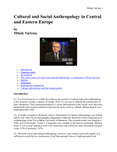 Cultural and Social Anthropology in Central and Eastern Europe