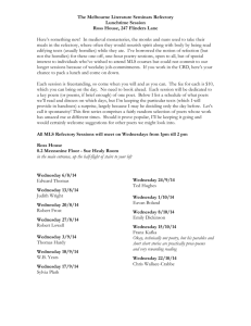 The MLS Refectory schedule August to October 2014