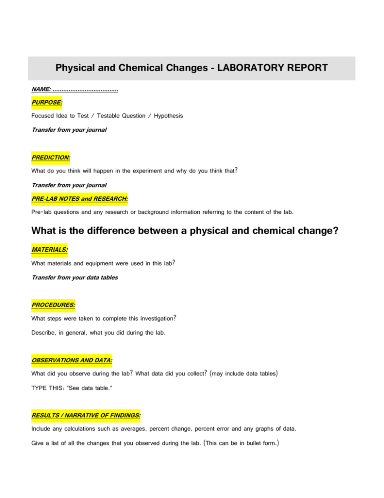 what is a research question in a lab report
