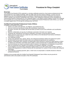 CFS Complaint Form - Institute of Food Technologists