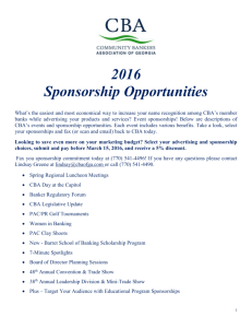 2016 Sponsorship Opportunities - Community Bankers Association