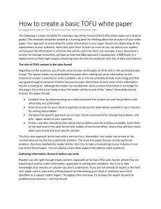 Suggested TOFU white paper outline