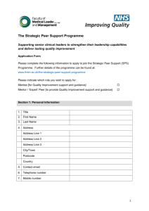 The Strategic Peer Support Programme