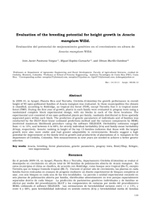 Evaluation of the breeding potential for height growth in Acacia