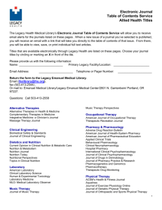 Electronic Journal Table of Contents Service Allied Health Titles