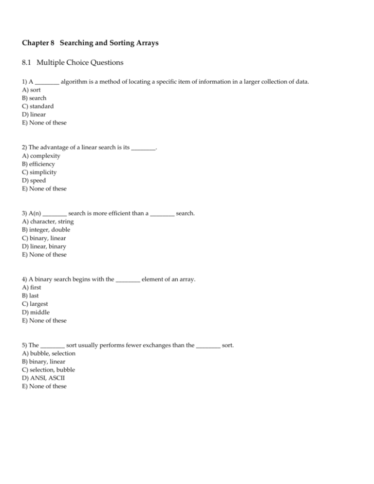 Bubble Sort MCQ Quiz - ProProfs Quiz