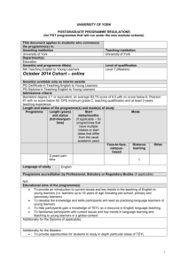 MA TEYL October YOC2014 Programme Spec