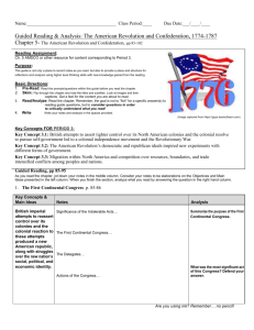 Guided Reading & Analysis: The American Revolution and