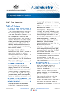 Frequently Asked Questions - R&D Tax Incentive