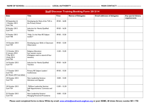 Staff Diocesan Training Booking Form 2013/14