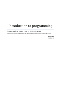 Introduction to programming - Summaries