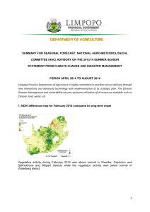 Summary for seasonal forecast for the period April 2014 to August