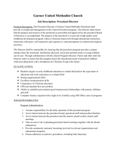 Garner United Methodist Church Job Description: Preschool Director