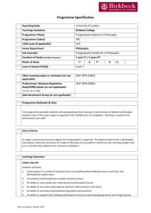 PG Dip Philosophy Programme Specification