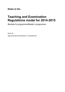 Notes to the Teaching and Examination Regulations model for 2014