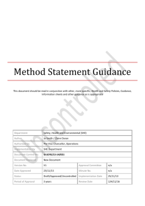 Method Statement Guidance - Information and Resources for staff