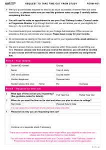 Request for Time Out Form 2015-16