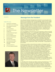 Fall Newsletter 2014 - Canadian Society of OTOLARYNGOLOGY